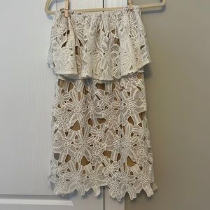 Judith March NWT Strapless White Lace Dress - Size Small